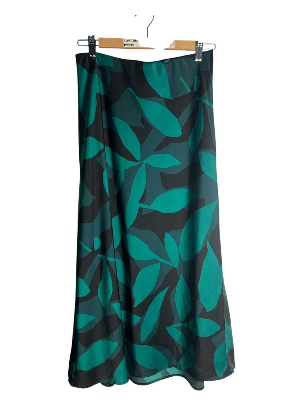Banana Republic Green and Black Leaf Print Midi Slip Skirt size s